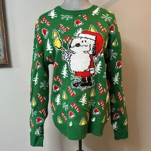 Peanuts Christmas Sweater with Santa Design EUC L